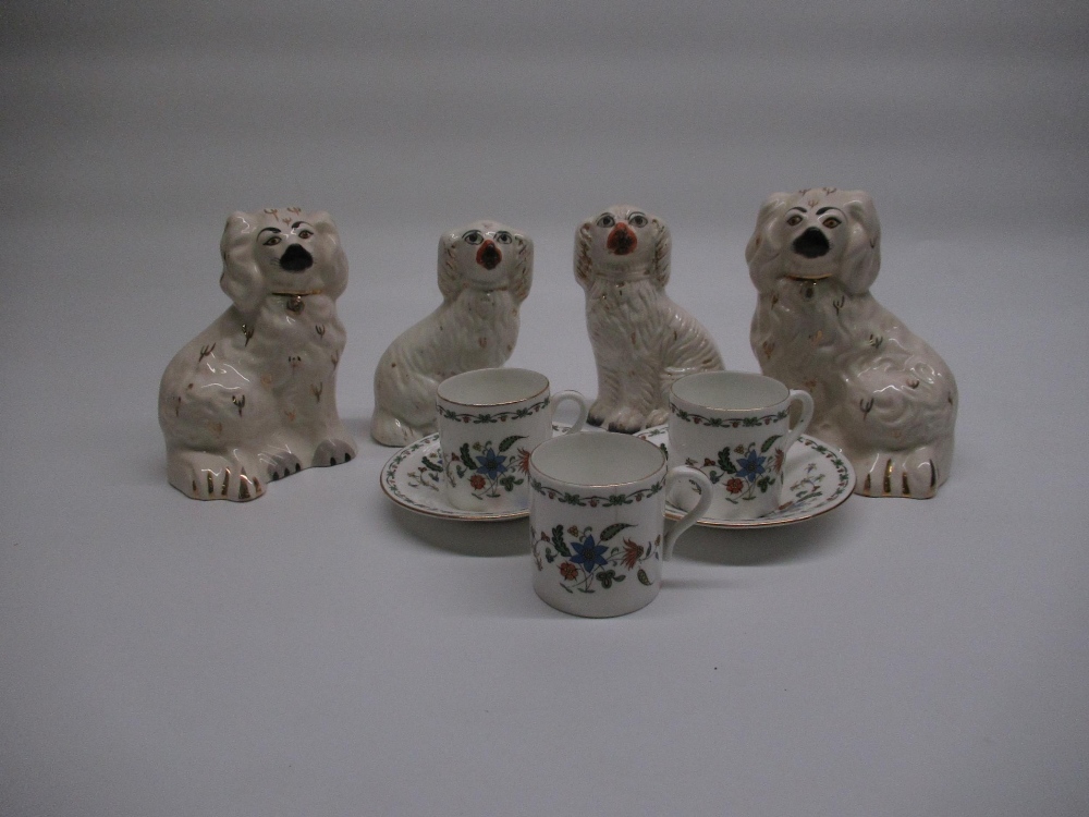 Two pairs of C19th Staffordshire King Charles spaniels, pair of Shelley Chelsea (11280) coffee