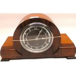 Bentima 1930's figured walnut cased mantel clock with chrome plated bezel, three train Westminster