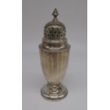 Hallmarked Sterling silver urn shaped caster on stepped circular base, by Collingwood & Sons Ltd,