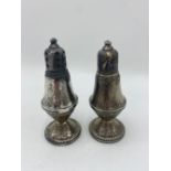 Pair of silver plated salt and pepper mills with weighted bases, stamped Dutch Creation (2)