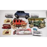 Vintage toy cars including three Bradscar diecast models, Lesney Products diecast truck cab, large