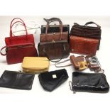 Collection of Ladies handbags, predominantly leather inc. 2 by Estee Lauder & a Agfa Optima I a