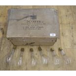 Box containing five vintage lightbulbs with cable and connectors