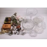 Coalport Beau Monde Kate, Lladro mermaid, other figures, cut glass crystal bowl, dishes, etc (2