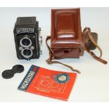 Microflex crank wound 6x6 camera with Micronar 77.5mm , complete with original leather case and