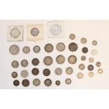 Selection of GB Geo. III to QV silver content coinage, half crown through threepence. Silver