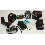 Brownie Reflex camera, Foth-Derby vest pocket camera with 1:3.5 F=50mm lens, Ensign Ful-Vue camera