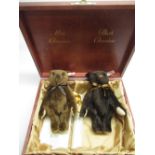 Steiff Ambao Chocolate Belgium Bear Set, pair of brown mohair teddy bears in lined wooden box,
