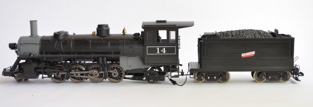 G-gauge 2-8-2 tender loco (no makers marks, possibly Aristo) with some modifications, re-painting