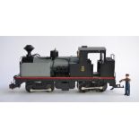 An adapted Bachmann G-gauge tank engine made to resemble a 4 cylinder Avonside narrow guage
