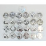 Collection of twenty five Chinese Panda 10 Yuan 1 oz Ag .999 silver coins, all encapsulated, date