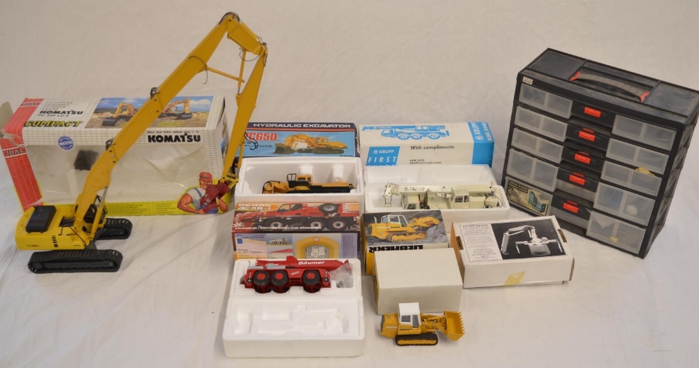 Collection of damaged diecast construction machinery models, all A/F. Includes a JAOL 1/32 Komatsu - Image 2 of 8