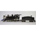 A Bachmann G-gauge Baldwin 4-6-0 loco (plastic running gear) and tender. Some modifications and