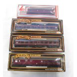 Four BR coaches including three Mainline Railways O gauge and Lima O gauge model coach, in