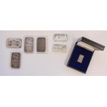 Selection of silver bullion bars to include four US 1 ozt fine silver bars, two British hallmarked