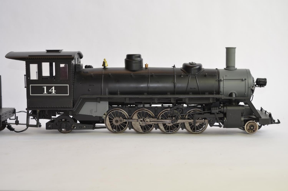 G-gauge 2-8-2 tender loco (no makers marks, possibly Aristo) with some modifications, re-painting - Image 4 of 11