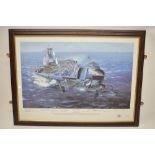 "HMS Ark Royal" artists proof print by Philip E West, 15/25, signed by the artist and ex Naval