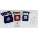 2000 Guernsey £1 silver proof Queen Mother centenary coin, 2002 Perth Mint $1 NZD fine silver