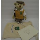 Steiff Golfer Teddy Bear in blonde mohair, H32cm, limited edition 2803/3000, with certificate and