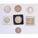 Selection of world silver and other coins to include USA 2003 Space Shuttle Columbia