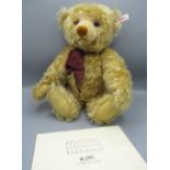 Steiff year 2000 teddy bear, in blonde mohair with working growler mechanism, limited edition no.