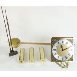 Franz Hermle late C20th longcase clock movement, complete with gongs, weight and pendulum