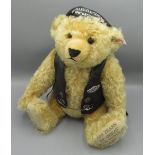 Steiff 100 Years of Harley Davidson teddy bear in blonde mohair, limited edition 2836/5000, H40cm,