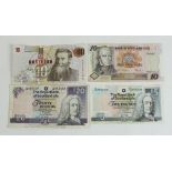 Royal Bank of Scotland £5 bank note, RBS £20, BOS £10 and a Northern Irish Northern Bank £10 (4)