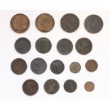 Small selection of C18th to C19th GB copper coinage of various denoms and a Guernsey 1858 8 doubles