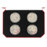 Set of four Pobjoy Mint 1998 World Cup France commemorative crowns, all encapsulated in original box