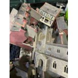 Large collection of model railway scenery of buildings, churches, etc