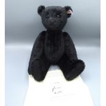 Steiff Schwarzbär teddy bear in black mohair with working growler, H35cm, limited edition 728/