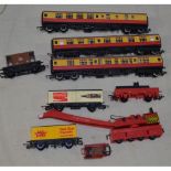 00 gauge vehicles including carriages, passenger carriages, Red Star parcels, Coca Cola, 75-ton