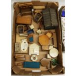 Early c20th dolls house furniture including wicker chairs, dining sets, longcase clock, etc., and