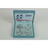 RAF WWII Fighter collection of four medallions, encapsulated with original box and certs.