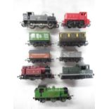 Collection of 8 Hornby engines and carriages and a Leema freight engine includes 47458 engine. LMS