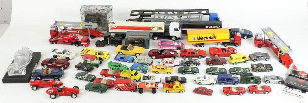 Collection of die cast model vehicles of various scales inc. Corgi Jaguars, Esso tanker, autoloader,