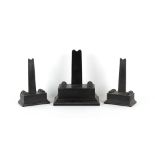 Property of a deceased estate - three late 19th / early 20th century ebonised plate stands, with