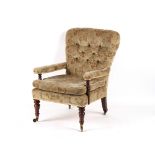 Property of a deceased estate - a William IV rosewood & later floral upholstered armchair, with