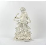 Property of a gentleman - a white painted cast iron figural stick stand, with lift-out tray, 32.