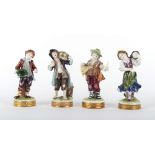 Property of a gentleman - a set of four German Volkstedt porcelain figures of peasant children,