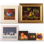 Property of a gentleman - three framed Still Life oil paintings by Patricia Newman, the largest 17