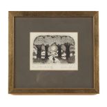 Property of a gentleman - Graham Clarke (b.1941) - 'RURAL SCENE NO.2' - etching, 3.45 by 4.95ins. (