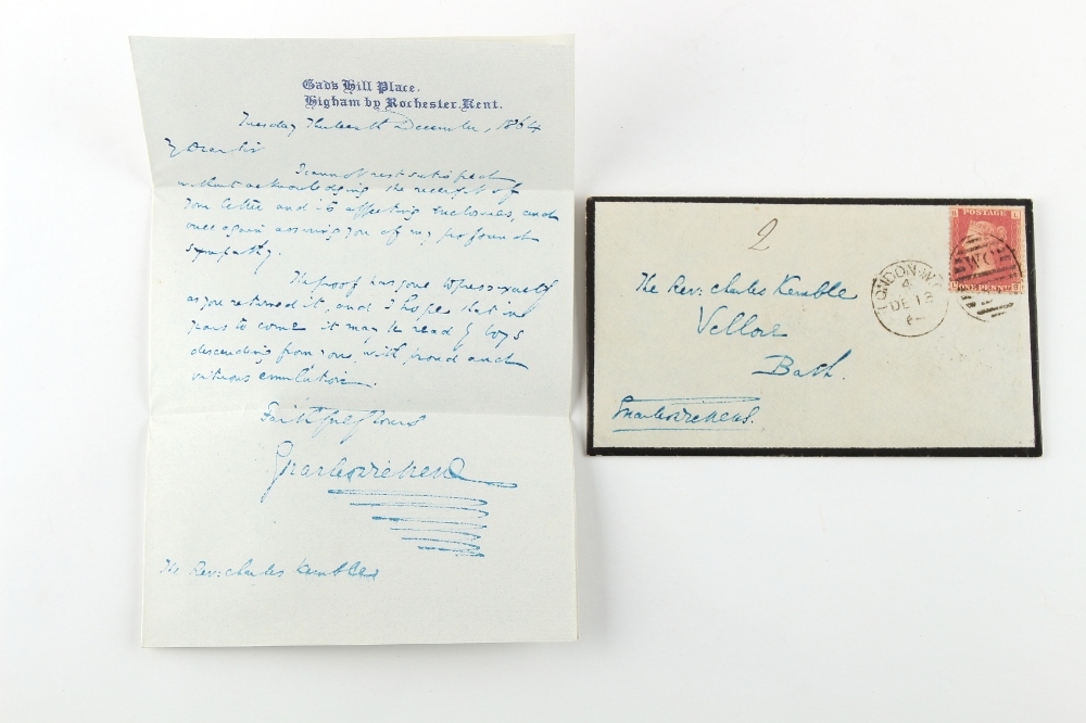 From the Butler-Stoney family - CHARLES DICKENS (1812-1870) - an autograph signed blue ink