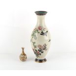 Property of a lady - an early 20th century Japanese cloisonne vase, 12.2ins. (31cms.) high; together