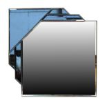 Property of a gentleman - an Art Deco style blue & clear glass wall mirror, 29ins. (73.5cms.)