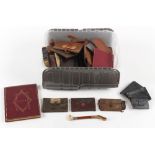 From the Butler-Stoney family - a carton containing assorted leather bound items, second half 18th
