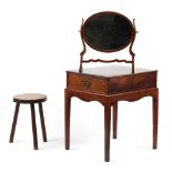 Property of a lady - a mahogany box table on stand, parts George III, 24.75ins. (63cms.) long;