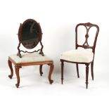 Property of a lady - a Victorian walnut stool with cabriole legs, 22.25ins. (56.5cms.) wide;