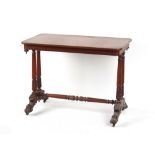 Property of a deceased estate - a Victorian mahogany stretcher table with carved legs, 36.8ins. (
